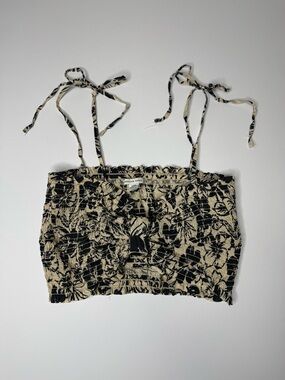 American Eagle Smocked Crop Top Medium Tie Strap Floral Boho